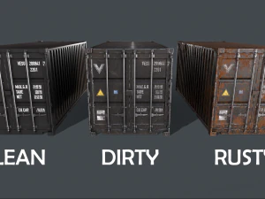 pbr 20 ft shipping cargo container - black 3D Model