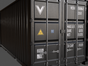 pbr 20 ft shipping cargo container - black 3D मॉडल