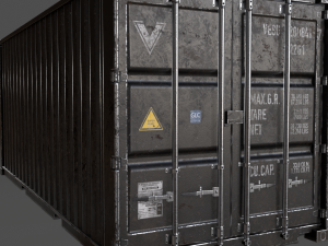 pbr 20 ft shipping cargo container - black 3D मॉडल