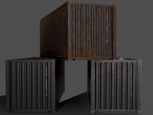 pbr 20 ft shipping cargo container - black 3D मॉडल