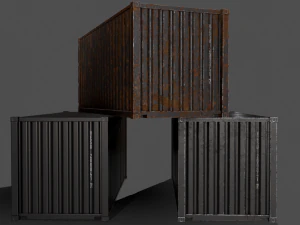 pbr 20 ft shipping cargo container - black 3D Model