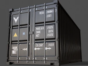 pbr 20 ft shipping cargo container - black 3D Model