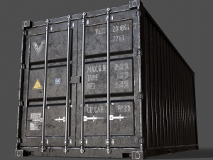 pbr 20 ft shipping cargo container - black 3D मॉडल