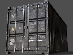 pbr 20 ft shipping cargo container - black 3D Model