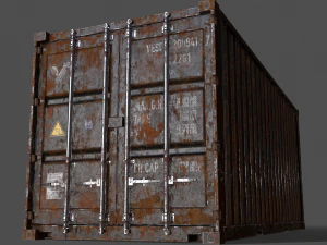 pbr 20 ft shipping cargo container - black 3D Model