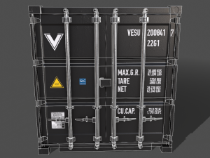 pbr 20 ft shipping cargo container - black 3D मॉडल