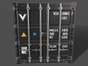 pbr 20 ft shipping cargo container - black 3D Model