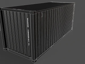 pbr 20 ft shipping cargo container - black 3D Model