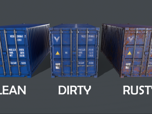 pbr 20 ft shipping cargo container - blue 3D Model
