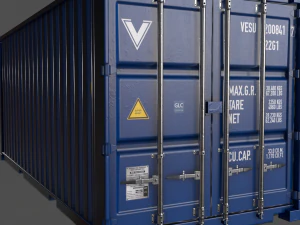 pbr 20 ft shipping cargo container - blue 3D Model