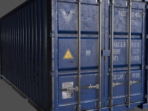 pbr 20 ft shipping cargo container - blue 3D Model