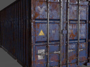 pbr 20 ft shipping cargo container - blue 3D Model
