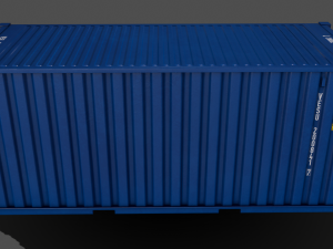 pbr 20 ft shipping cargo container - blue 3D Model
