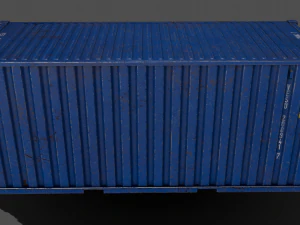 pbr 20 ft shipping cargo container - blue 3D Model