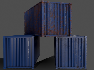 pbr 20 ft shipping cargo container - blue 3D Model