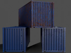 pbr 20 ft shipping cargo container - blue 3D Model