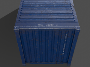 pbr 20 ft shipping cargo container - blue 3D Model
