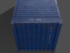 pbr 20 ft shipping cargo container - blue 3D Model