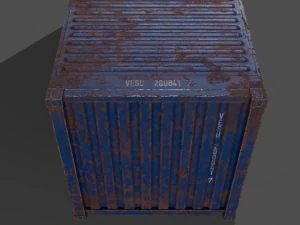 pbr 20 ft shipping cargo container - blue 3D Model