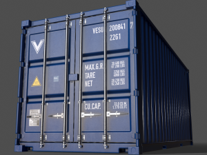 pbr 20 ft shipping cargo container - blue 3D Model