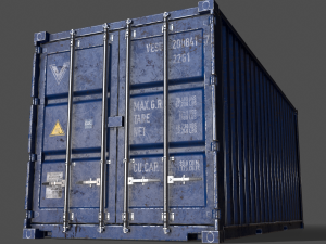 pbr 20 ft shipping cargo container - blue 3D Model