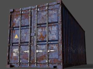 pbr 20 ft shipping cargo container - blue 3D Model