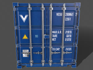pbr 20 ft shipping cargo container - blue 3D Model