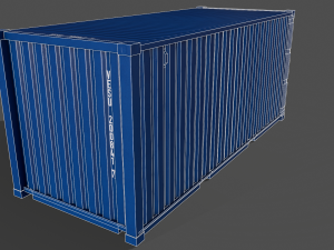 pbr 20 ft shipping cargo container - blue 3D Model