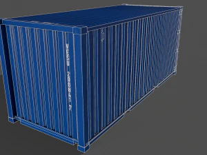 pbr 20 ft shipping cargo container - blue 3D Model