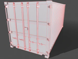 pbr 20 ft shipping cargo container - blue 3D Model