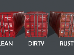 pbr 20 ft shipping cargo container - red 3D Model