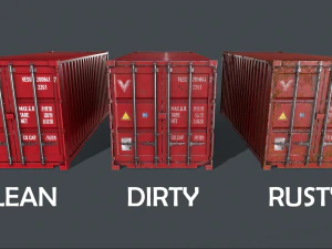 pbr 20 ft shipping cargo container - red 3D Model