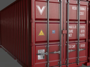 pbr 20 ft shipping cargo container - red 3D Model
