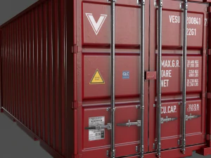 pbr 20 ft shipping cargo container - red 3D Model