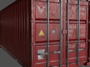 pbr 20 ft shipping cargo container - red 3D Model