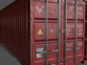 pbr 20 ft shipping cargo container - red 3D Model