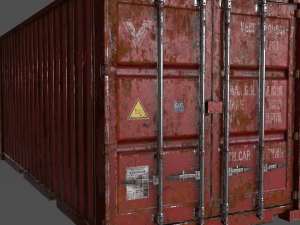 pbr 20 ft shipping cargo container - red 3D Model