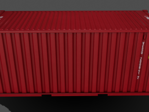 pbr 20 ft shipping cargo container - red 3D Model