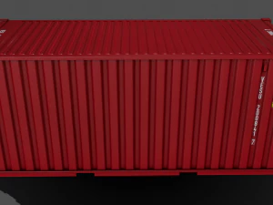 pbr 20 ft shipping cargo container - red 3D Model