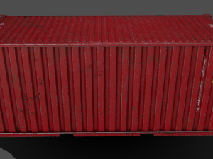 pbr 20 ft shipping cargo container - red 3D Model