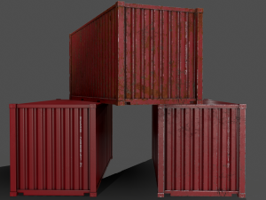 pbr 20 ft shipping cargo container - red 3D Model