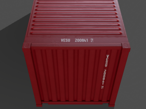 pbr 20 ft shipping cargo container - red 3D Model