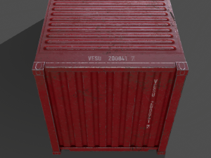 pbr 20 ft shipping cargo container - red 3D Model