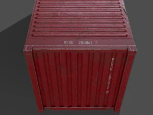 pbr 20 ft shipping cargo container - red 3D Model