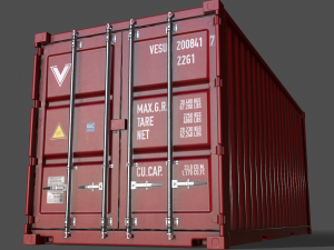 pbr 20 ft shipping cargo container - red 3D Model