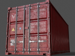 pbr 20 ft shipping cargo container - red 3D Model