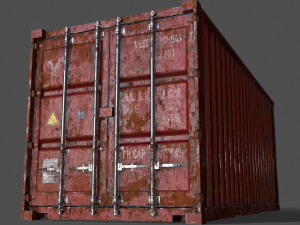 pbr 20 ft shipping cargo container - red 3D Model