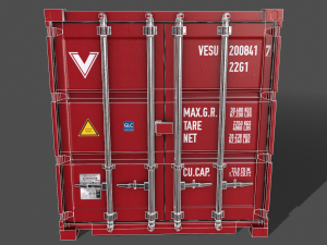 pbr 20 ft shipping cargo container - red 3D Model
