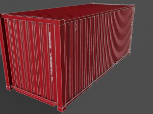 pbr 20 ft shipping cargo container - red 3D Model
