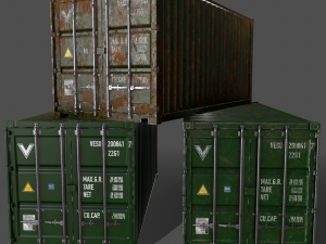 pbr 20 ft shipping cargo container - green 3D Model